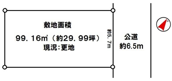 Compartment figure. Land price 16.5 million yen, No difference in height between the land area 99.16 sq m road!