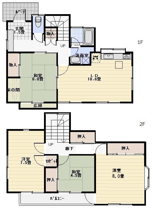 Floor plan. 12.8 million yen, 4LDK, Land area 286.72 sq m , Building area 95.22 sq m