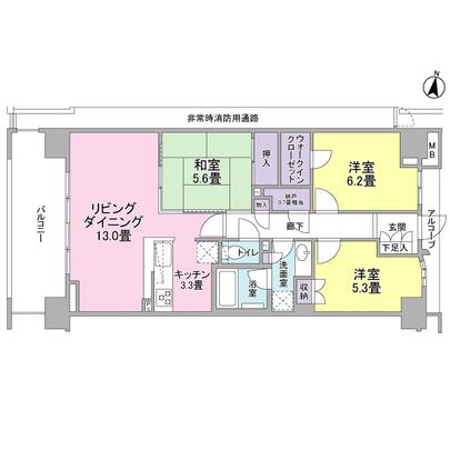 Floor plan. Fuji can be distant view from the balcony