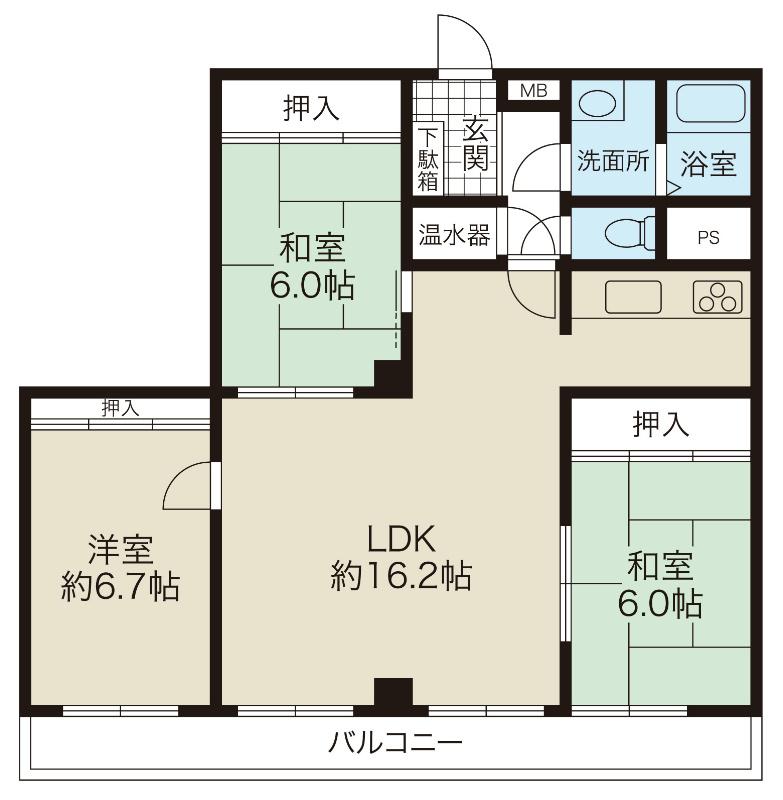 Floor plan. 3LDK, Price 12.8 million yen, Spacious occupied area 79.33 sq m 79.33 sq m