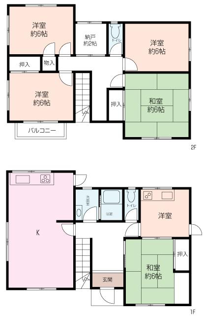 Floor plan. 17.8 million yen, 5LDK+S, Land area 232.87 sq m , Also available as building area 130.76 sq m 2 family house. 