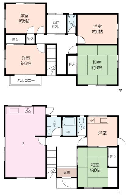 Floor plan. 17.8 million yen, 5LDK+S, Land area 232.87 sq m , Also available as building area 130.76 sq m 2 family house.