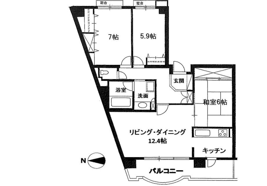 Floor plan. 3LDK, Price 19.5 million yen, Occupied area 83.72 sq m , Balcony area 11.85 sq m