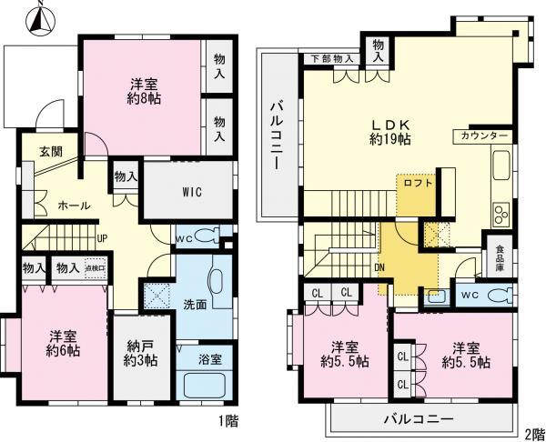 Floor plan. 34,800,000 yen, 4LDK+S, Land area 233.82 sq m , Building area 133.32 sq m