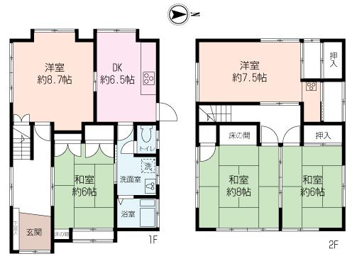 Floor plan. 14.8 million yen, 4LDK, Land area 271 sq m , Building area 108.92 sq m each room 6 quires more 4LDK