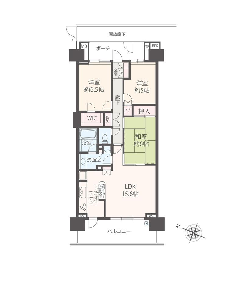 Floor plan. 3LDK, Price 26 million yen, Footprint 75.6 sq m , Balcony area 12.4 sq m floor plan