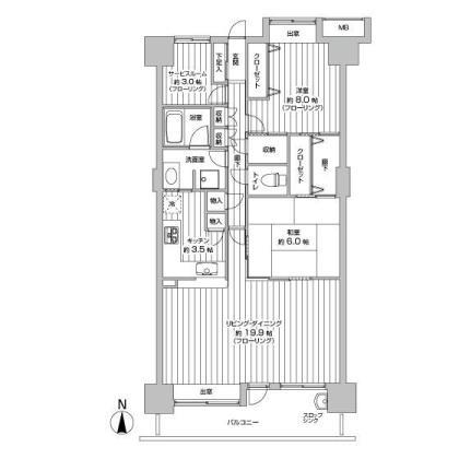 Floor plan. 2LDK + S (storeroom), Price 18,800,000 yen, Occupied area 90.04 sq m , Balcony area 14 sq m