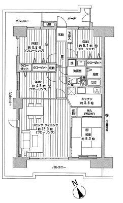 Floor plan. 4LDK, Price 16.5 million yen, Occupied area 86.79 sq m , Balcony area 36.77 sq m