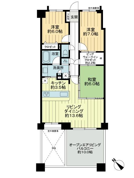 Floor plan. 3LDK, Price 29,800,000 yen, Occupied area 80.08 sq m , Balcony area 16.2 sq m floor plan