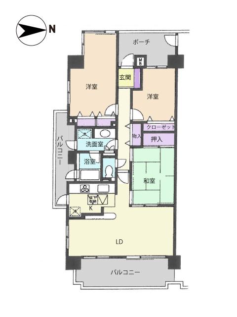 Floor plan. 3LDK, Price 16,900,000 yen, Occupied area 78.39 sq m , Balcony area 18.23 sq m