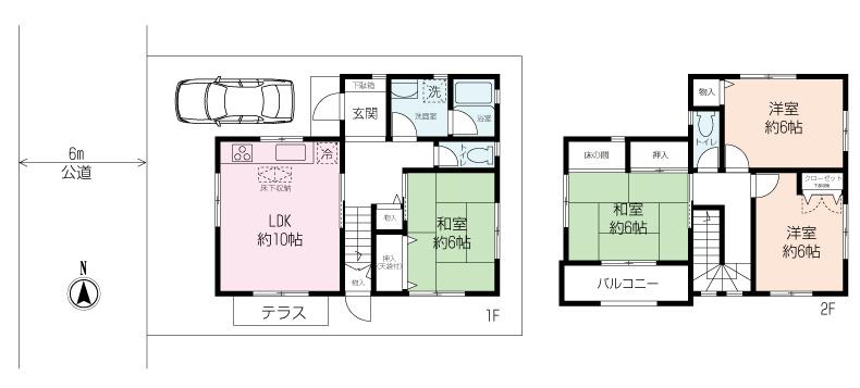 Floor plan. 28.5 million yen, 4LDK, Land area 104 sq m , Building area 87.77 sq m easy-to-use 4LDK