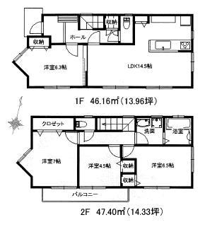 Floor plan. 27,800,000 yen, 4LDK, Land area 105.53 sq m , 4LDK in a building area of ​​93.56 sq m subdivision Building E only!