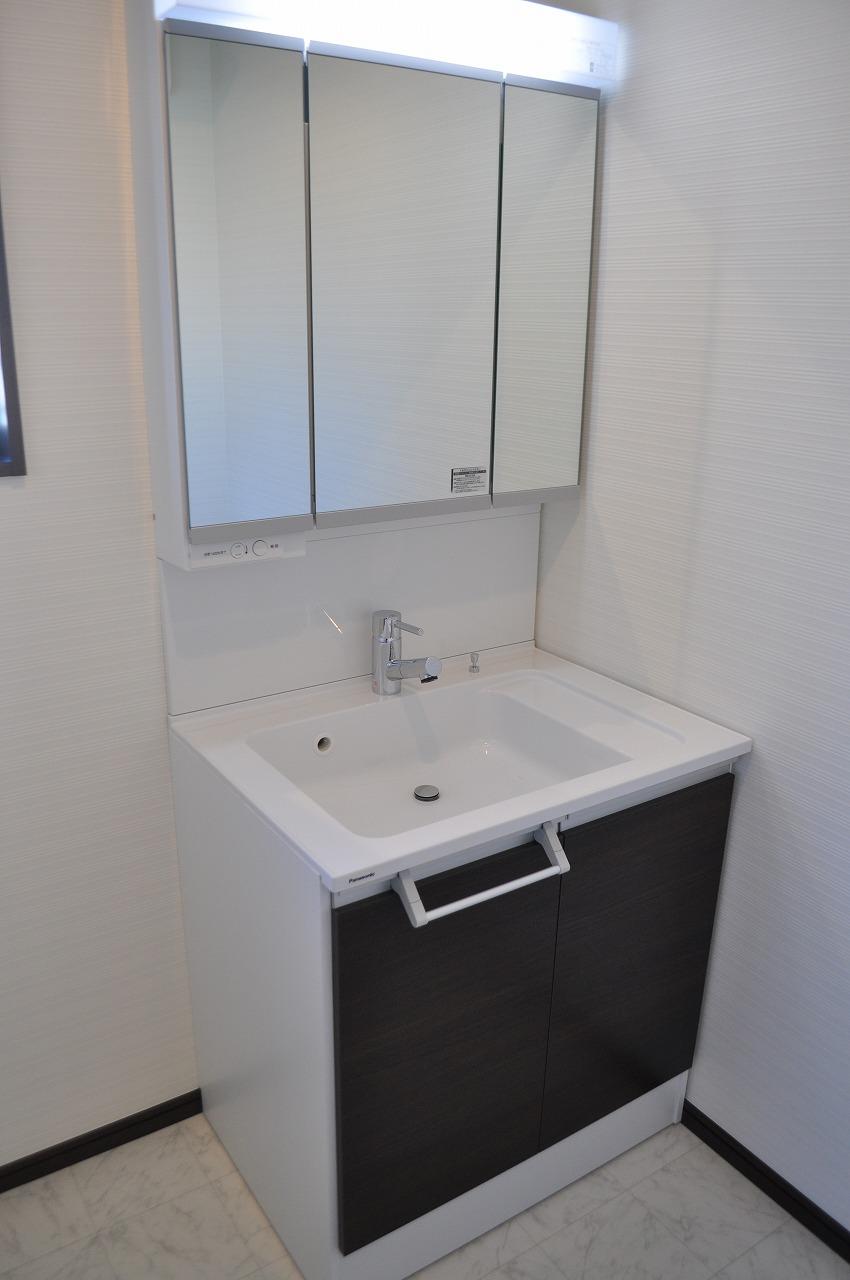 Wash basin, toilet. 3-surface mirror type