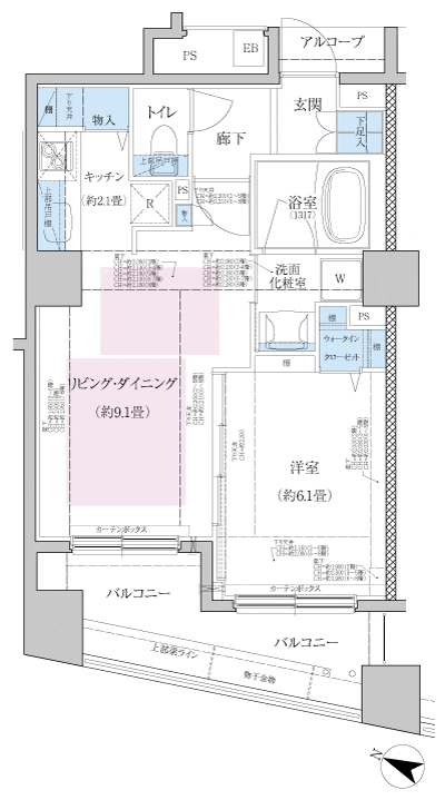 Floor: 1LDK, occupied area: 43.17 sq m