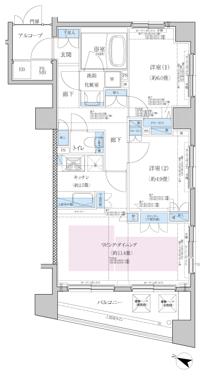 Floor: 2LDK, occupied area: 59.46 sq m