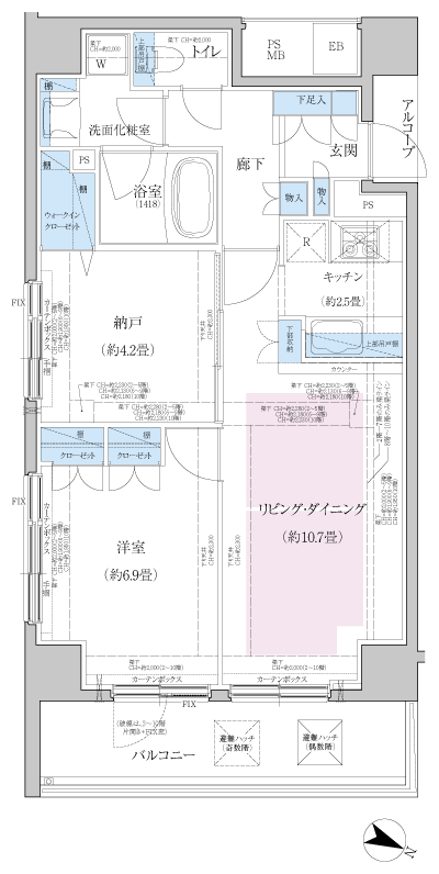 Floor: 1LDK + S, the occupied area: 60.13 sq m