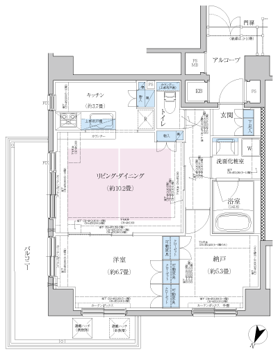 Floor: 1LDK + S, the occupied area: 60.79 sq m
