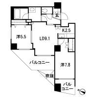Floor: 2LDK, occupied area: 57.88 sq m