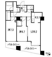 Floor: 2LDK, occupied area: 64.04 sq m
