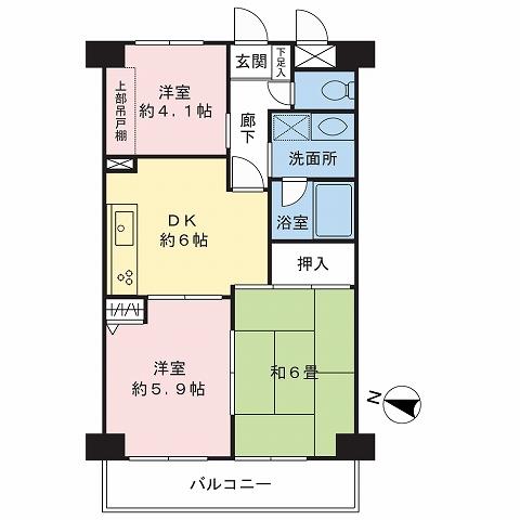 Floor plan. 3DK, Price 9.2 million yen, Occupied area 50.05 sq m , Balcony area 6.6 sq m floor plan