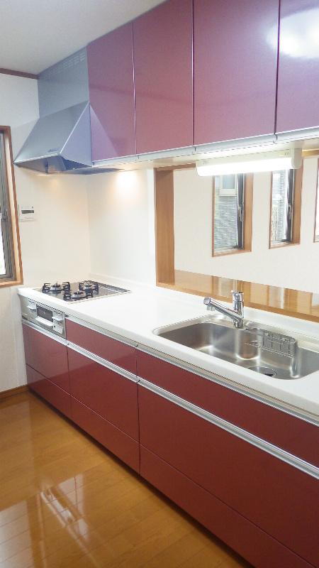 Kitchen. 3-burner stove of face-to-face system Kitchen