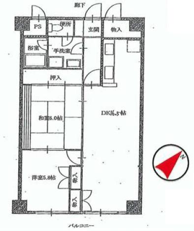 Floor plan. 2LDK, Price 10.5 million yen, Occupied area 68.04 sq m spacious 2LDK! (Western-style room is 6.2 tatami mats)