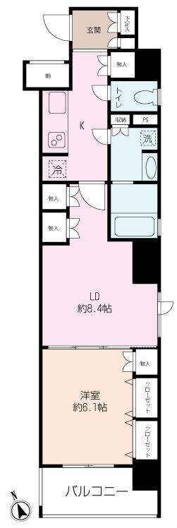 Floor plan. 1LDK, Price 19,800,000 yen, Occupied area 43.52 sq m