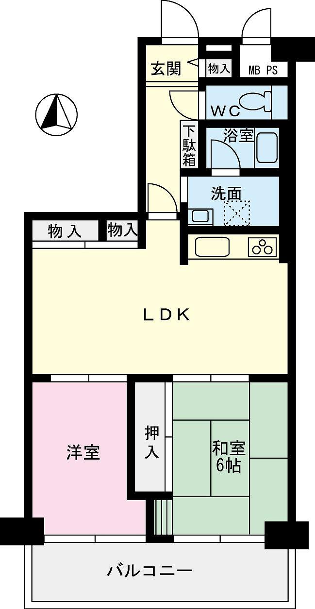 Floor plan. 2LDK, Price 7.5 million yen, Occupied area 59.12 sq m , Balcony area 8.4 sq m