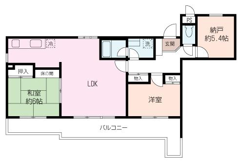 Floor plan. 2LDK+S, Price 9.5 million yen, Occupied area 73.98 sq m storage lot, Living Large! 2SLDK of