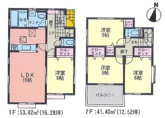 Floor plan. (3 Building), Price 26.5 million yen, 4LDK, Land area 140.96 sq m , Building area 95.22 sq m