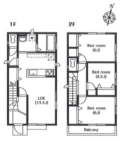 Floor plan. (1 Building), Price 26,800,000 yen, 3LDK, Land area 98.35 sq m , Building area 78.66 sq m