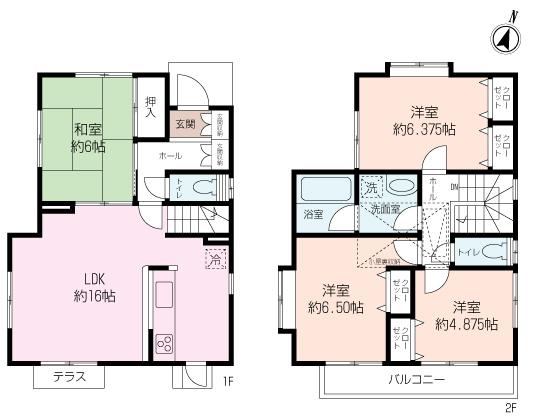 Floor plan. 26,800,000 yen, 4LDK, Land area 115.35 sq m , 4LDK of building area 93.57 sq m LDK16 Pledge