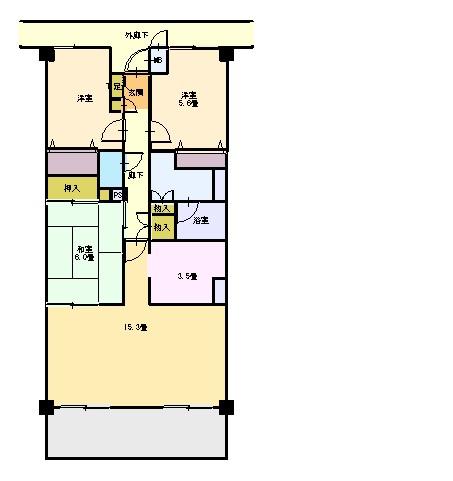 Floor plan. 3LDK, Price 17,900,000 yen, Occupied area 74.85 sq m , Balcony area 10.95 sq m