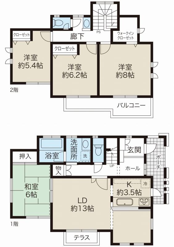 Floor plan. 35,800,000 yen, 4LDK, Land area 402.73 sq m , Yang per building area 105.16 sq m Zenshitsuminami direction, Good view