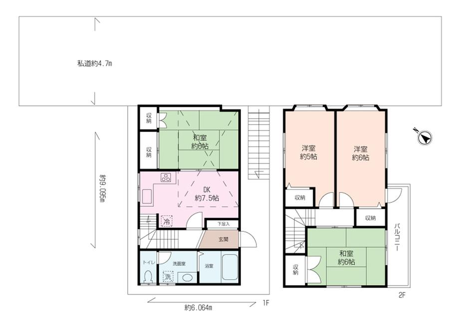 Floor plan. 9.8 million yen, 4DK, Land area 56.02 sq m , Is 4DK that housed in the building area 70.24 sq m each room.