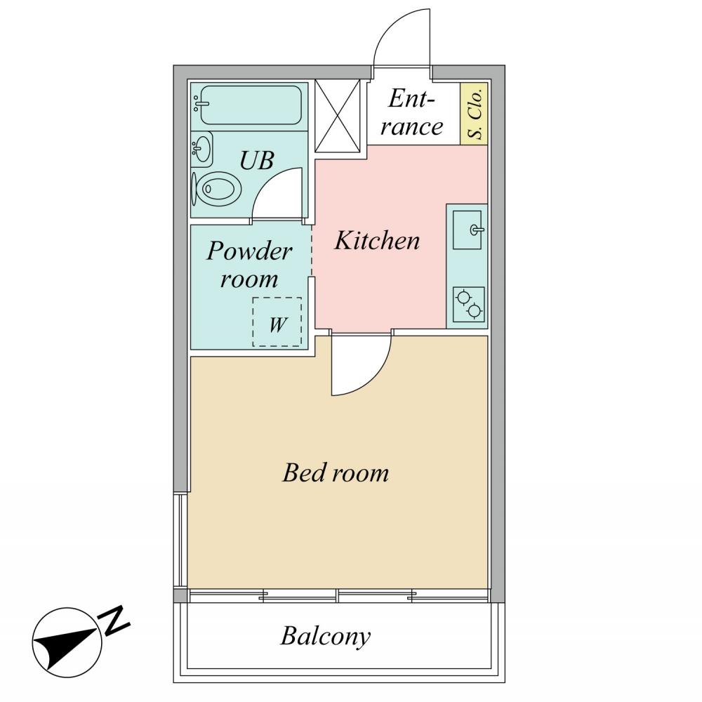 Floor plan. 1K, Price 6 million yen, Occupied area 29.28 sq m , Balcony area 6 sq m