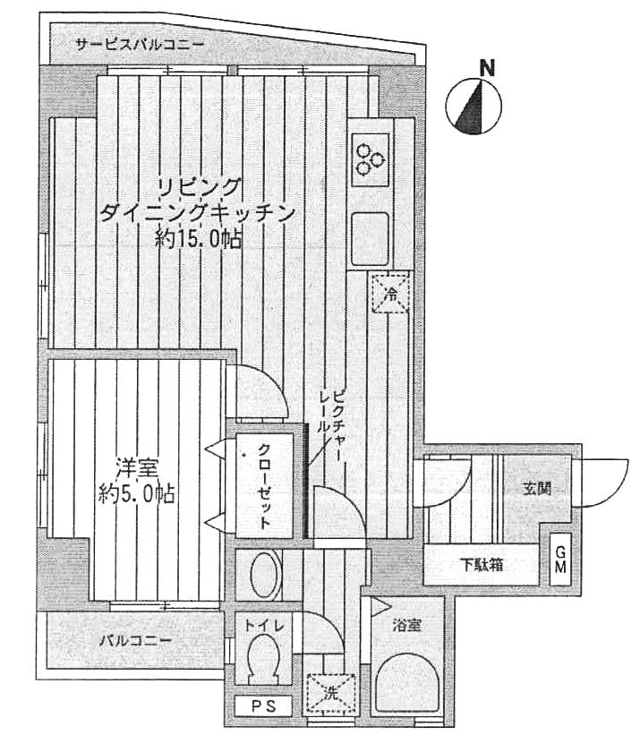 Floor plan. 1LDK, Price 15.8 million yen, Footprint 52.1 sq m , Balcony area 6.06 sq m