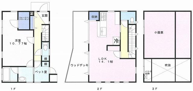 Floor plan. 44,800,000 yen, 1LDK, Land area 174.75 sq m , Building area 84.46 sq m