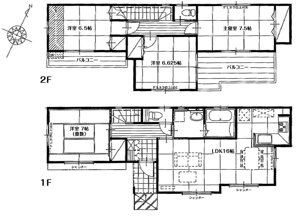 Floor plan. (1 Building), Price 27,400,000 yen, 4LDK, Land area 104 sq m , Building area 102.05 sq m