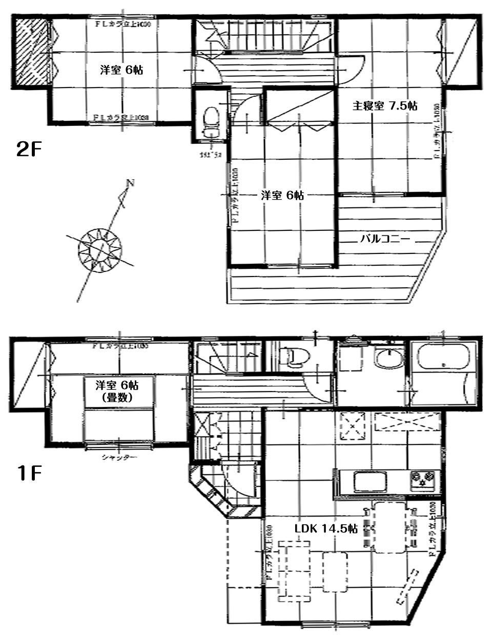 Floor plan. (Building 2), Price 27,400,000 yen, 4LDK, Land area 101 sq m , Building area 97.29 sq m