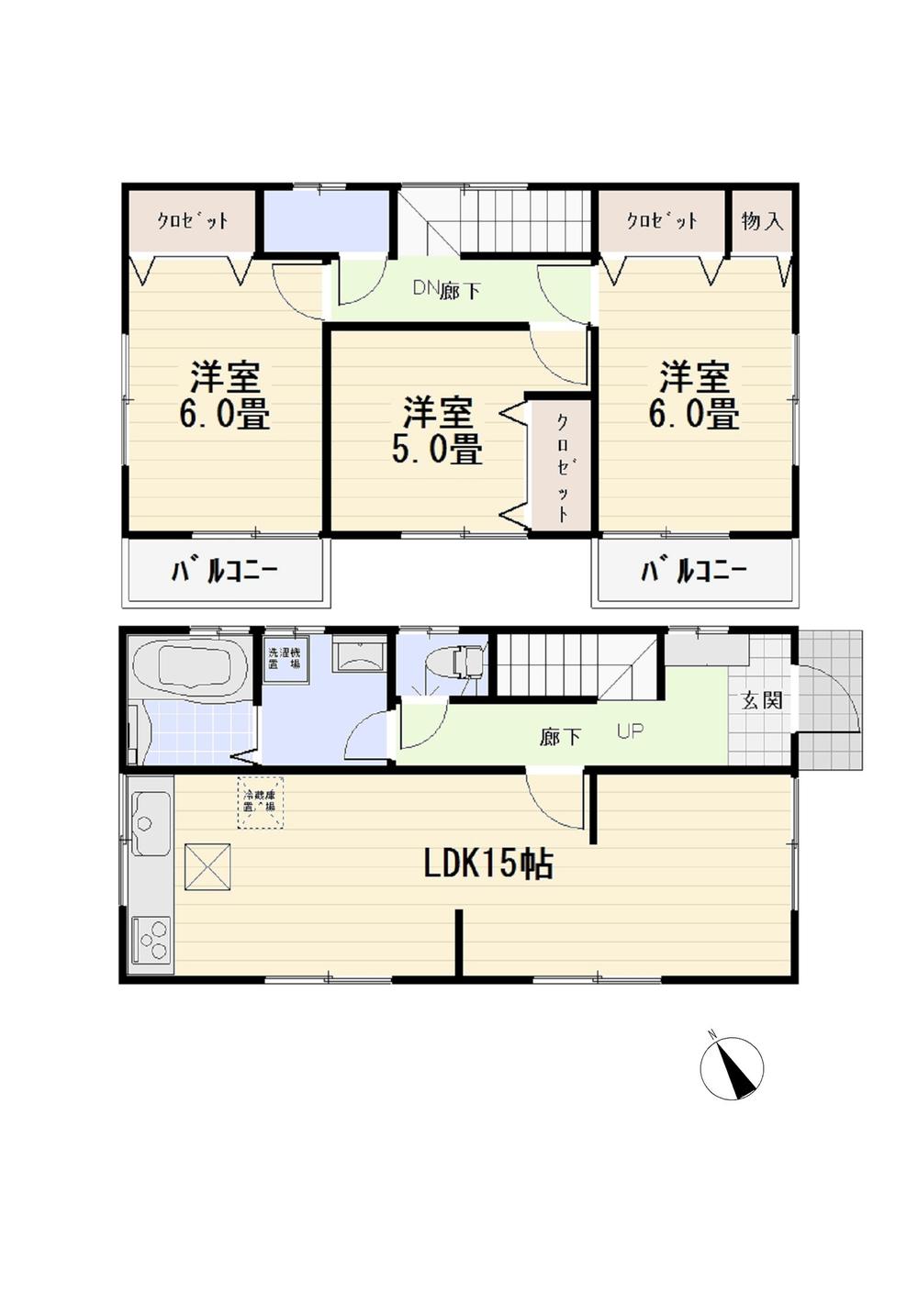 Floor plan. (1 Building), Price 39,800,000 yen, 3LDK, Land area 96.54 sq m , Building area 82.8 sq m