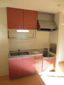 Kitchen. Two-necked gas stove can be installed