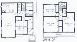 Floor plan. (Building 2), Price 34,800,000 yen, 4LDK, Land area 139.44 sq m , Building area 97.18 sq m
