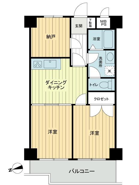 Floor plan. 2LDK + S (storeroom), Price 19,800,000 yen, Footprint 51.3 sq m , Balcony area 3.69 sq m