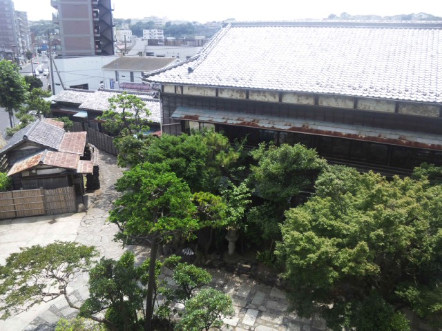 View. It is a view overlooking the garden of the restaurant.