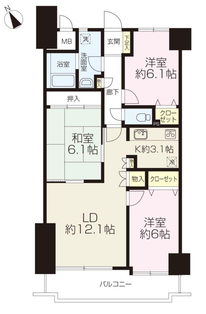 Floor plan. 2LDK+S, Price 15.8 million yen, Occupied area 73.22 sq m , Good Floor balcony area 15.3 sq m usability.