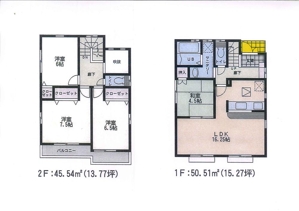 Floor plan. 28.8 million yen, 4LDK, Land area 112.34 sq m , Building area 96 sq m 2 Building Floor