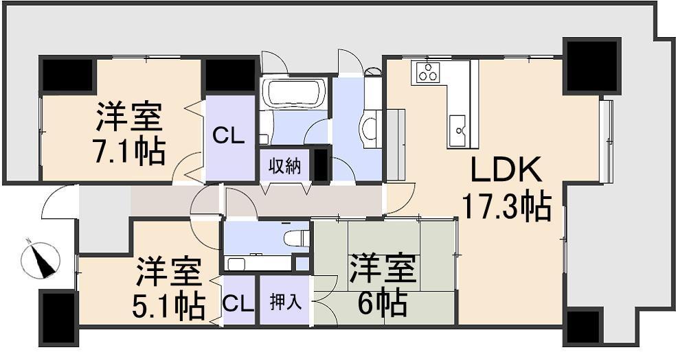 Floor plan. 3LDK, Price 22,800,000 yen, Occupied area 79.11 sq m , Balcony area 22.08 sq m