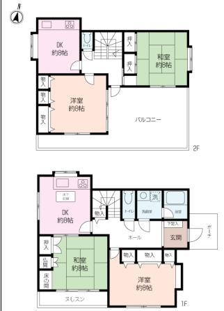 Floor plan. 33,800,000 yen, 5DK, Land area 197.05 sq m , It is a building area of ​​130.06 sq m current state building 2DK + 2DK