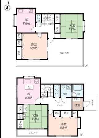 Floor plan. 33,800,000 yen, 5DK, Land area 197.05 sq m , It is a building area of 130.06 sq m current state building 2DK + 2DK